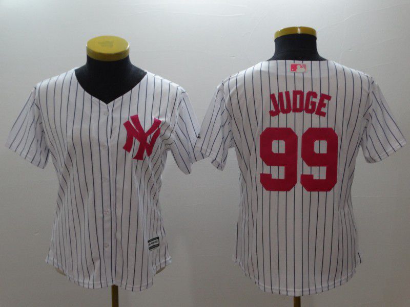 Women New York Yankees 99 Judge White stripes red MLB Jerseys